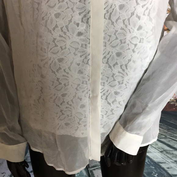 Bailey 44 Sheer Collared Button Up With Lace - Picture 3 of 8